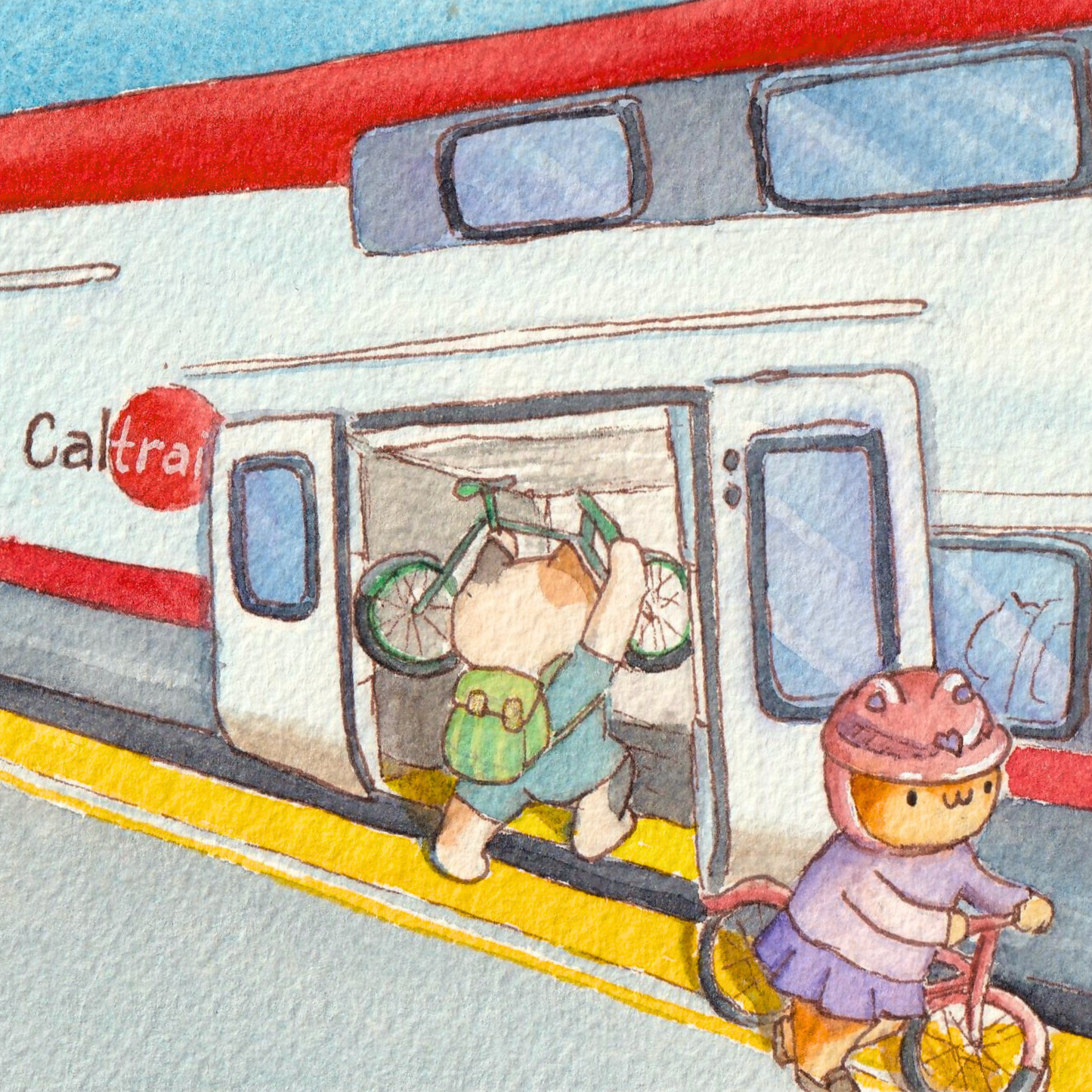 'Bike Car', an art print of the Electric Caltrain