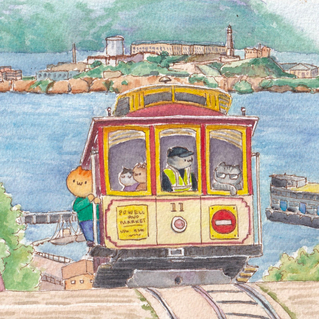 'A happy cable car' Magnet