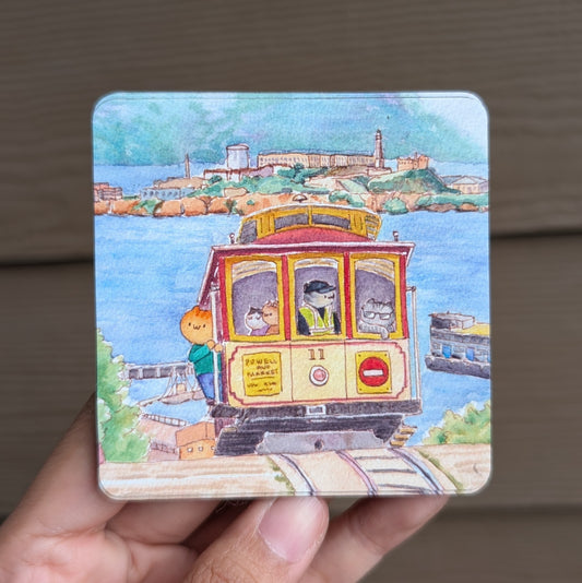 'A happy cable car' Magnet
