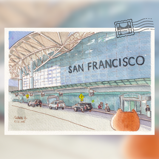 Got here hiding in a suitcase (SFO) Art print