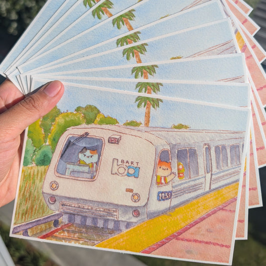 BART train and cats! Art print (Bay Area Rapid Tabby)