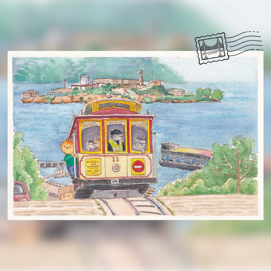 'a happy cable car', an art print of the No.11 vintage cable car, San Francisco
