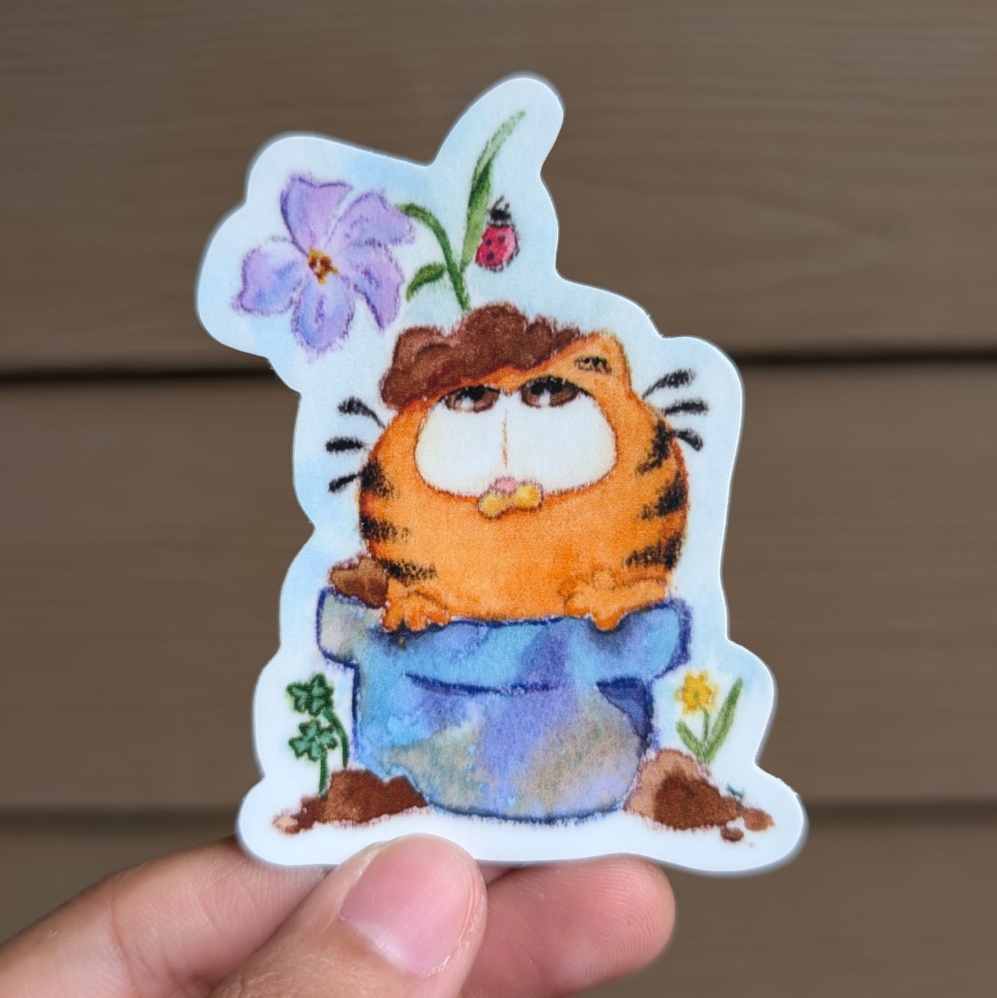 'Flower pot' Garfield Sticker