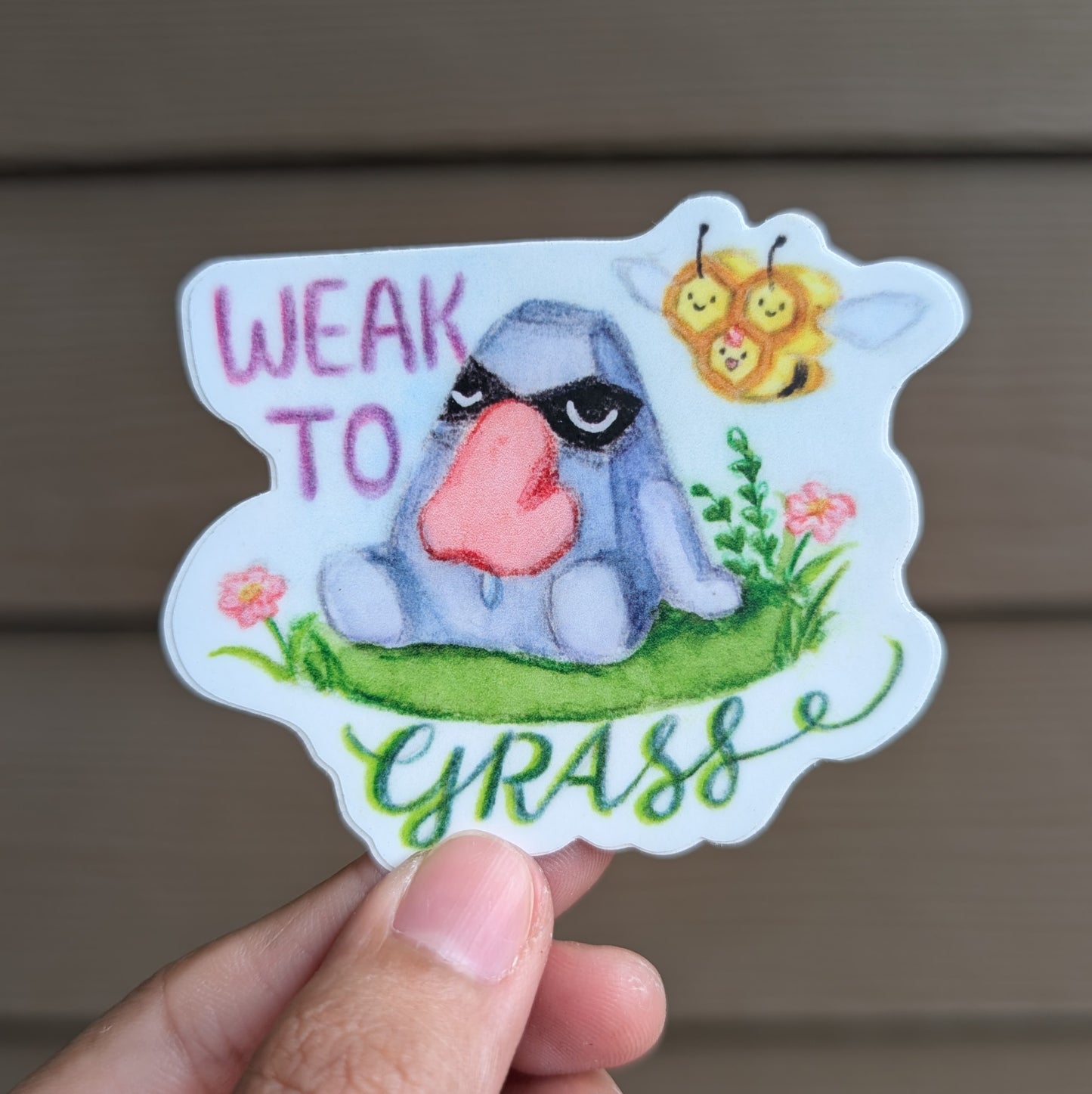 'Weak to grass' Sticker