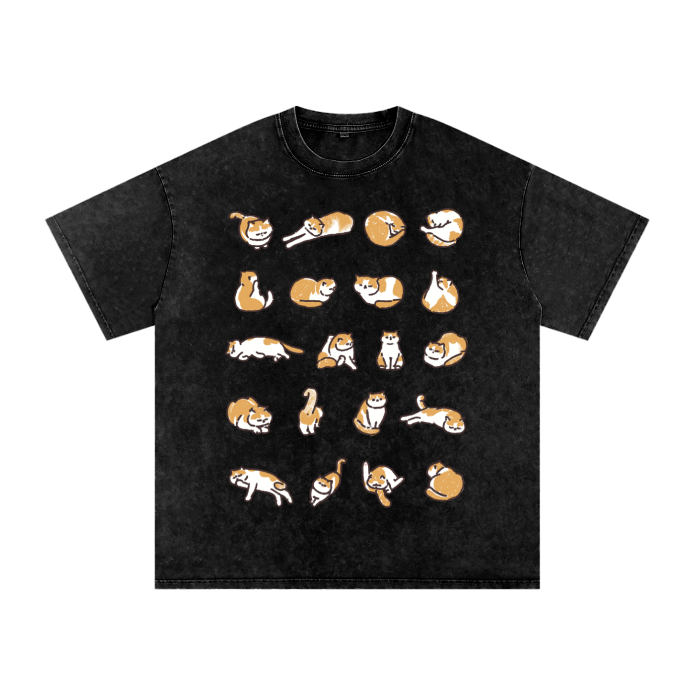 Orange Cats Oversized Cotton T-Shirt