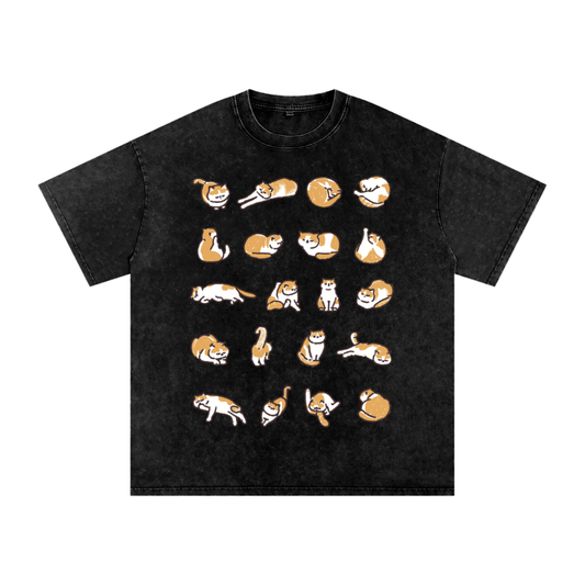 Orange Cats Oversized Cotton T-Shirt