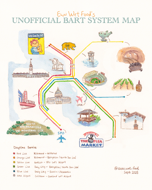 EwwWetFood's Unofficial BART System Map, Art Print (Portrait)