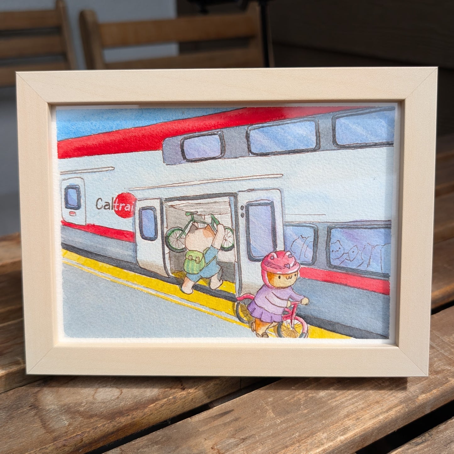 'Bike Car', an art print of the Electric Caltrain