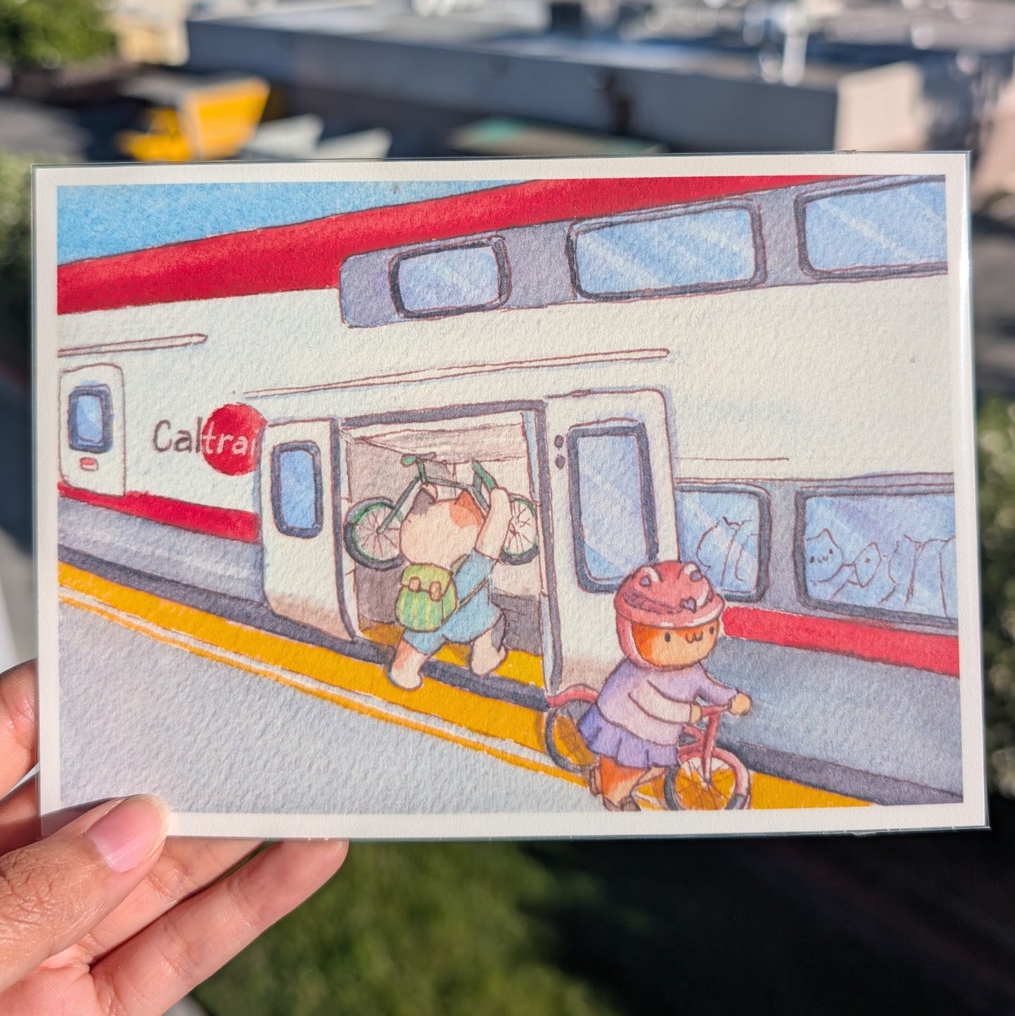 'Bike Car', an art print of the Electric Caltrain